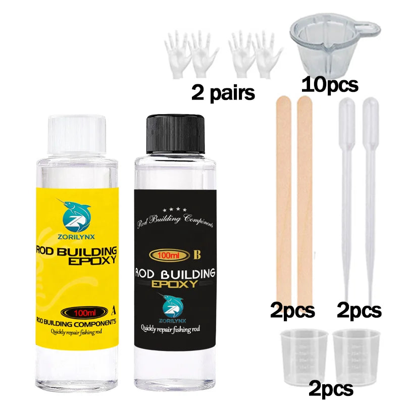 Rod Building Epoxy A&B Glue Set, Waterproof Strong Adhesive for Fishing Pole Repair and Guide Eye Binding