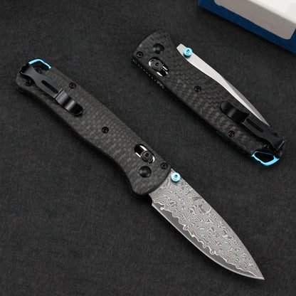 Bugout 535 Outdoor Folding Pocket Knife Damascus Steel Carbon Fiber Handle Hunting Tactical Knife Camping Fishing EDC Tool