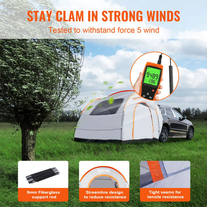 SucceBuy SUV Camping Tent 8'-8' SUV Tent Attachment for Camping with Rain Layer and Carry Bag PU2000mm Double Layer Truck Tent
