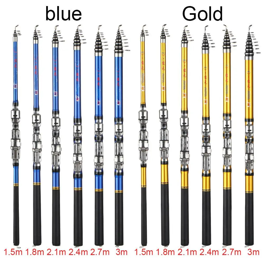 High Quality Sea Pole Carbon Material Telescopic Fishing Rod 1.5m,1.8m,2.1m, 2.4m, 2.7m,3m Telescopic Fishing Rod Spinning Rods