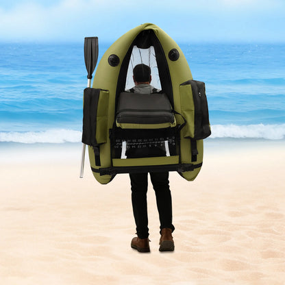 Inflatable Fishing Boat 1-Person Portable Lightweight Dinghy with Oars Pump Carry Bag for Lake River Kayak Rafting Float Tube