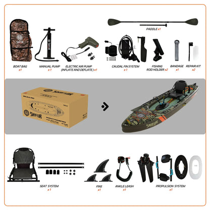 Nawakar Inflatable Kayak Set, Inflatable Kayak Paddles Board ,Fishing Kayak,Portable Touring Kayaks PVC Rafting Adventure Boat