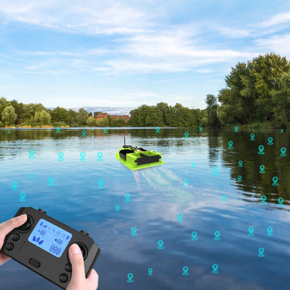 LOKEEVAN D19 Remote Controlled Bait Boat with GPS,600M RC Night Boat LED Fishing,4 Cabins 2 kg Loading,Fishing Boat,12000 mAh