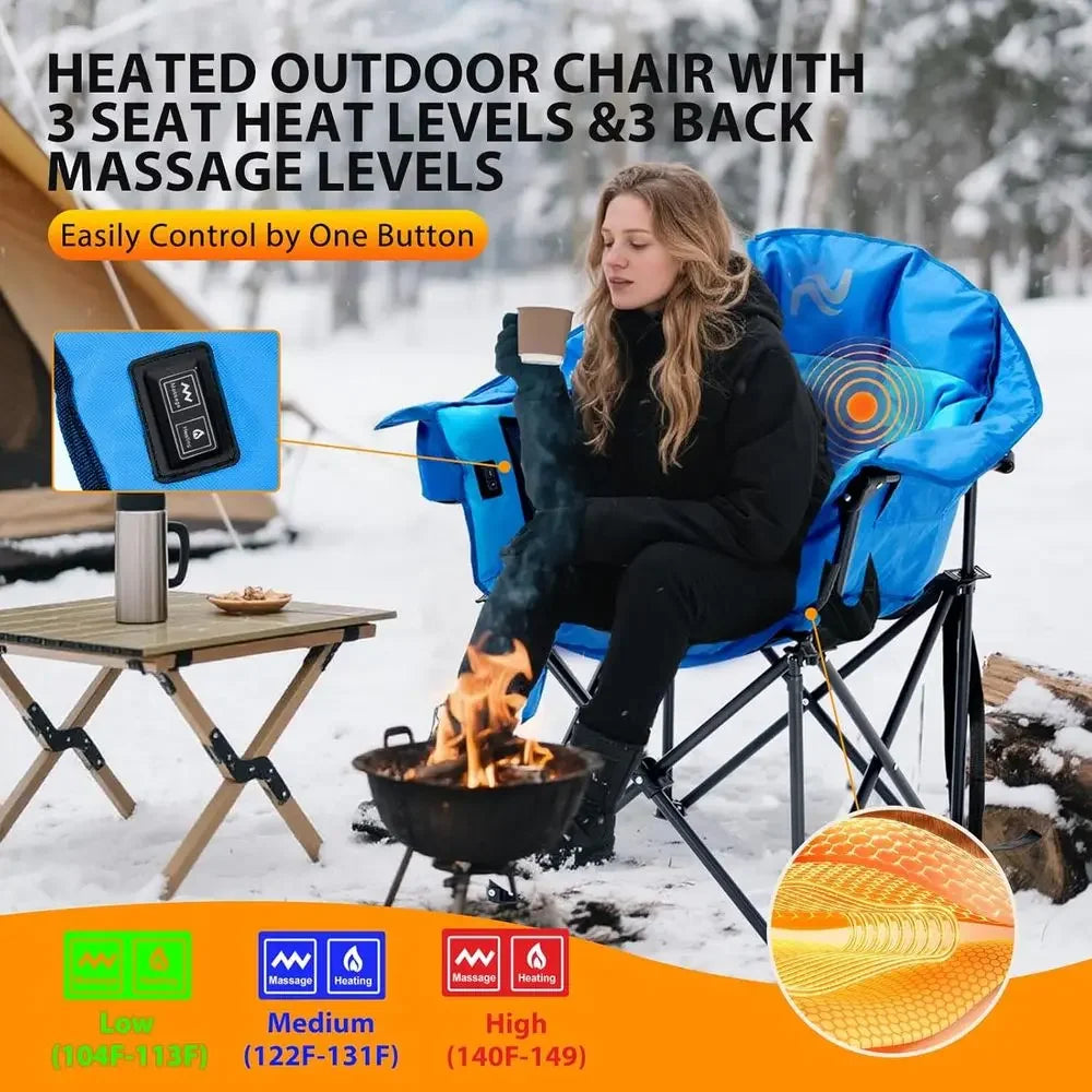 Thick Padded Outdoor Heated Massage Chair for Adults - Ideal for Camping and Sports Activities