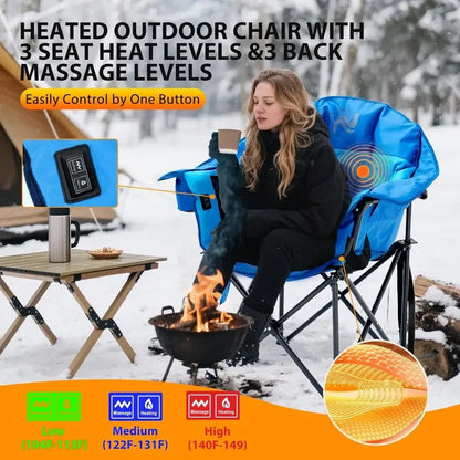 Thick Padded Outdoor Heated Massage Chair for Adults - Ideal for Camping and Sports Activities