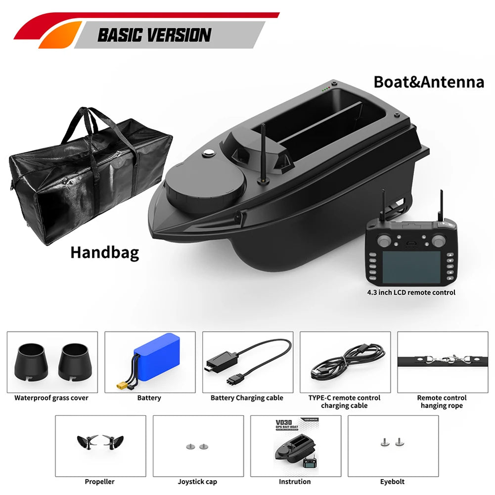 800m GPS Fishing Bait Boat 9 Fishing Grounds 180 Points Bait Boat 6.6lbs Loading Support Automatic Cruise/Route Correction