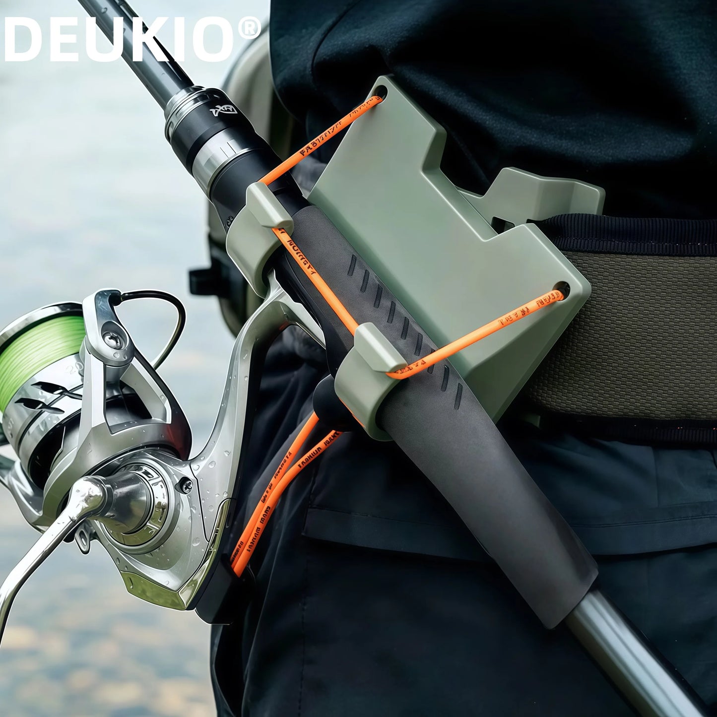 Outdoor Professionals Belt Clip Rod Holder Hands-Free Slide Lock System with 360° Rotation for Fly Fishing and Spinning Rods