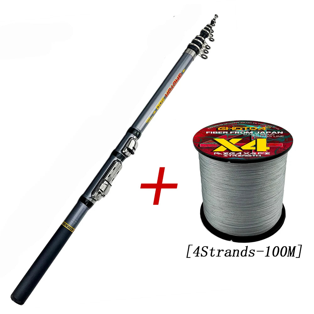 1.5-3.0m Outdoor Rock Fishing Rod Carbon Fiber Telescopic Retractable Spinning Rods Short PoleHand Fishing Tackle Sea Rod Pesca