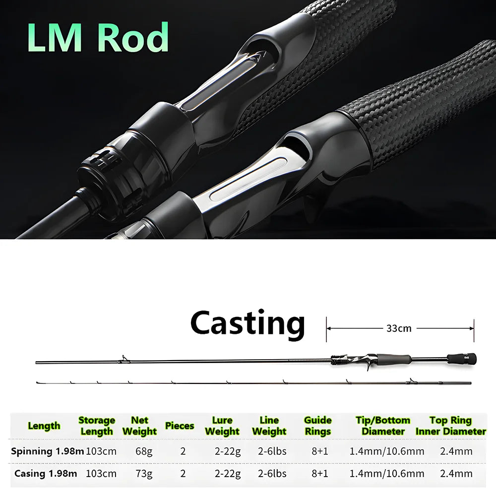 Ultra-light T1100 Carbon Fiber Lure Fishing Rod for Carp Bass Trout,L ML M MH 1.8m 1.98m 2.04m Fishing Pole,Spinning Casting Rod