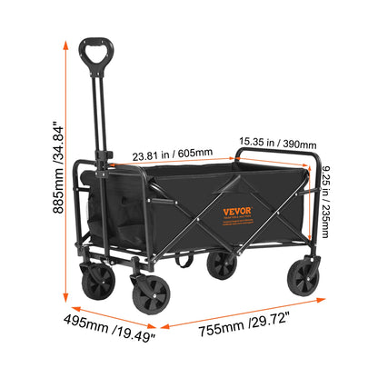 SucceBuy Collapsible Folding Wagon Beach Wagon Cart with All-Terrain Wheels Drink Holders Sports Wagon for Camping Shopping