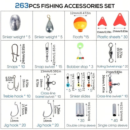 Fishing Tool Kit, Lure Accessories Set, Beginner Fishing Gear, Fishing Sinkers and Hooks, Portable Tackle Box, Complete Fishing