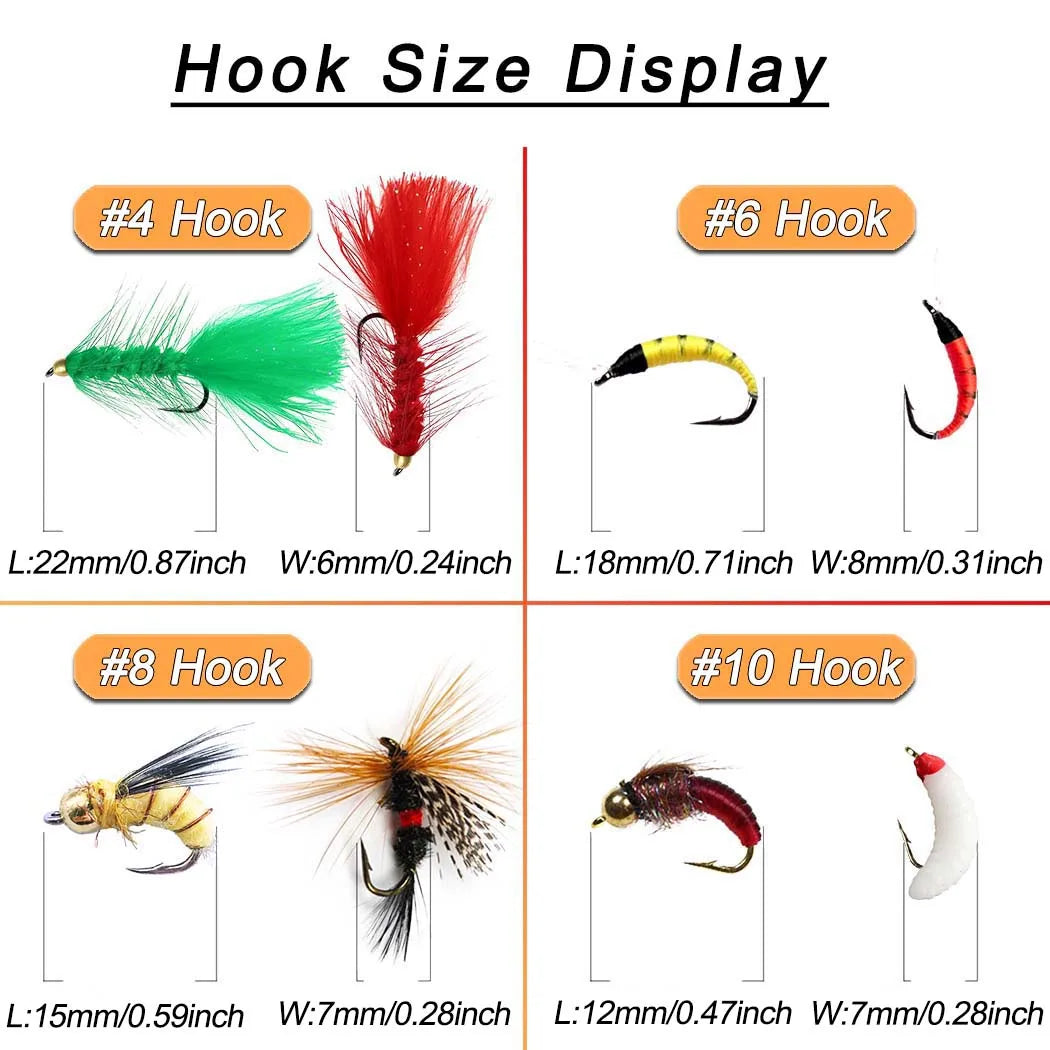 Fly Fishing Flies Kit, 40-72Pcs Handmade Artificial Fly Flies Baits Lures with Dry/Wet Flies, Fishing For Trout Bass Baits Lure