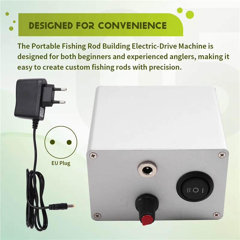 ABHT-Portable Fishing Rod Building Elctric-Drive Machine Fishing Rod Winding Machine DIY Fishing Rod Rotating Gluing EU Plug