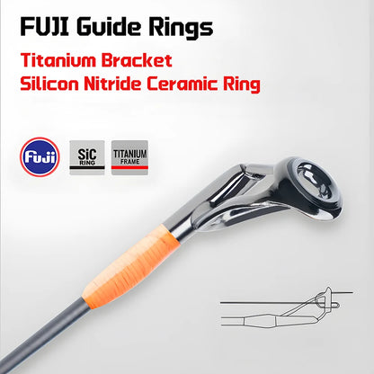 T1100 Carbon Fiber Lure Fishing Rod with FUJI Guide Rings Titanium Bracket,UL Spinning Casting Rod for Carp Trout Bass Fishing