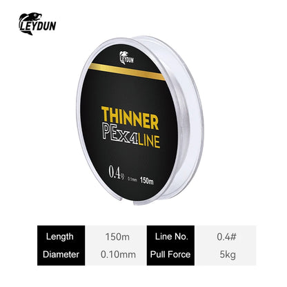 Leydun Micro THINNER Fishing Lines 100m 150m 4 Strands Braided PE Japan Monofilament Fishing Line Set Carp Fly Fishing Wire