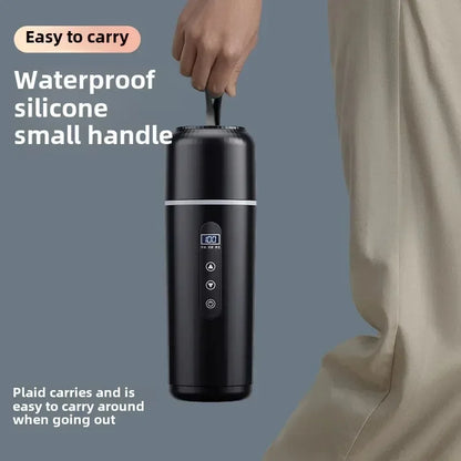12V 24V Car Electric Heated Thermos 500ML, USB Heating Water Bottle, Portable Insulated Travel Cup for Driving & Work