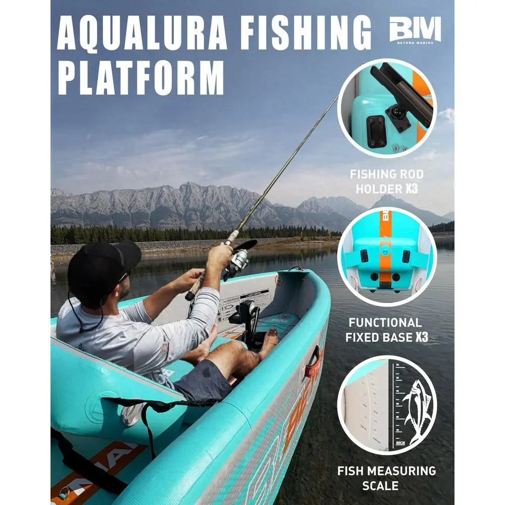 126 Inflatable Kayak with Motor Bracket, 1 Person Blow  Fishing Boat, Includes Wheeled Backpack, 3 Rod Holders amp Inflatable