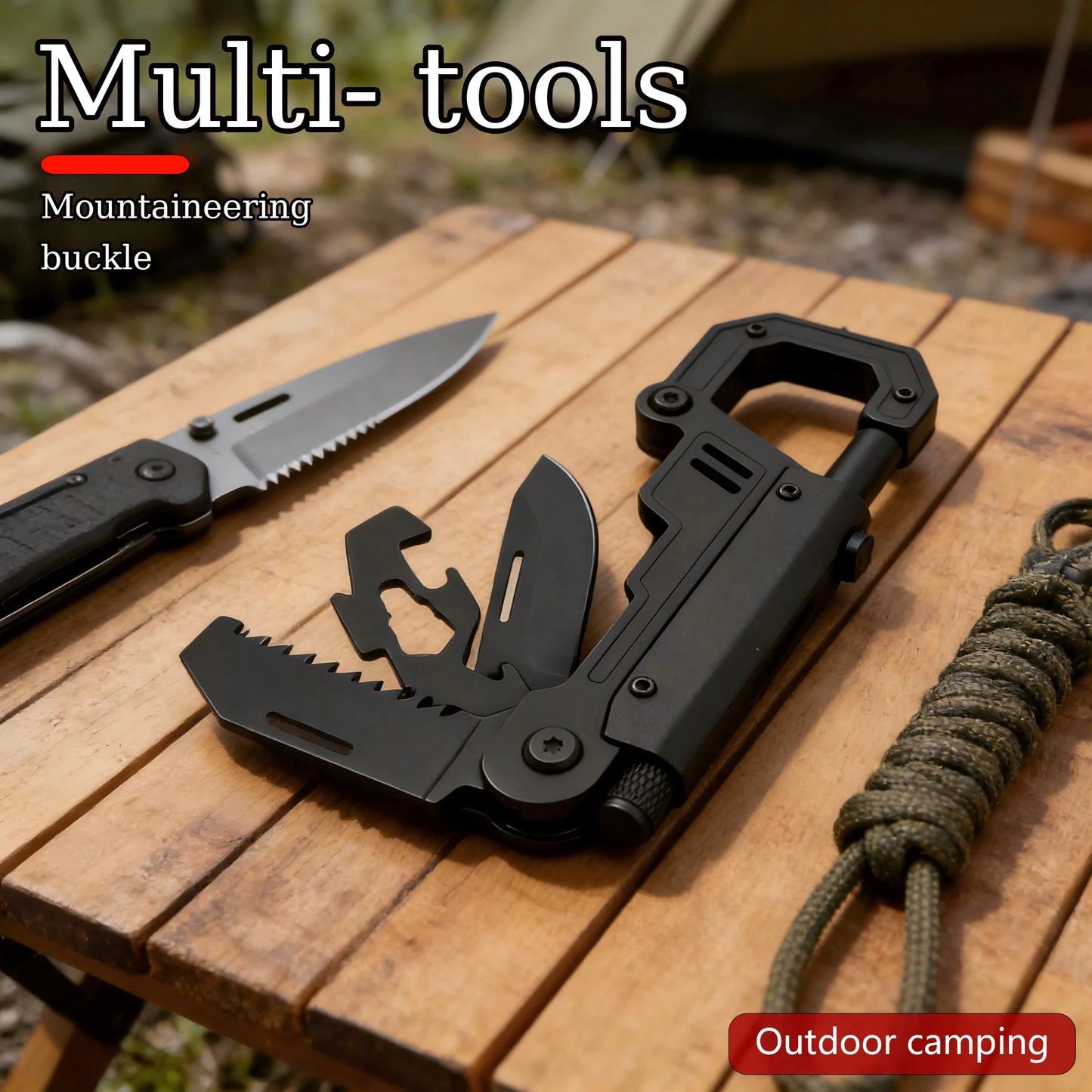 Outdoor multi-functional folding knife,EDC multi-tool climbing buckle, outdoor survival camping knife, tactical pocket Carabiner