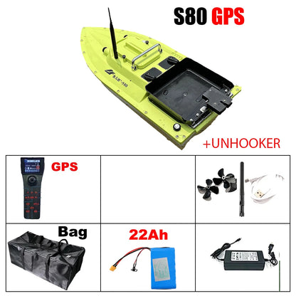 12V GPS Rc Bait Boat 500M Intelligent Cruise Control One Click Return High Speed Night Fishing Pulling Net Towing Hook Carp Boat