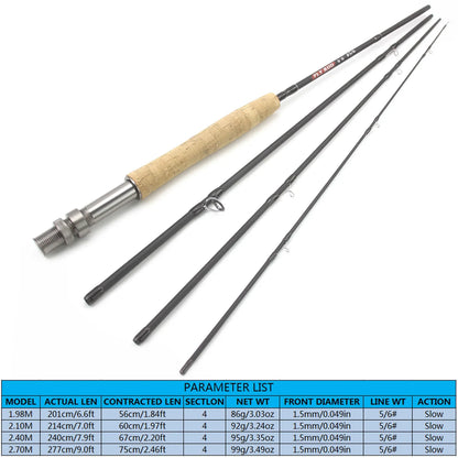 Mavllos Sneak Fly Fishing Rod 40T Carbon Fiber 6.5ftT 8ft 9ft Cork Handle #5/6 Line Light Lake River Fly Rod For Trout and Bass