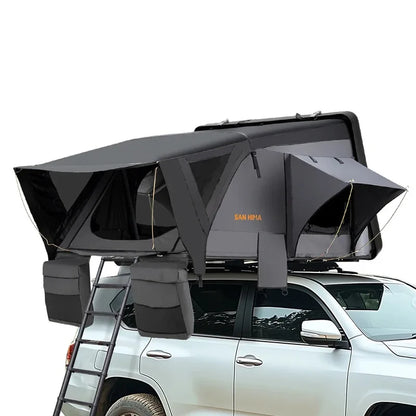 4x4 Offroad Camping Essential: SAN HIMA 3-4 Person Rooftop Tent – Quick-Setup, Waterproof Side-Open Clamshell ABS Hard Shell