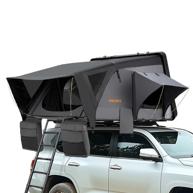 4x4 Offroad Camping Essential: SAN HIMA 3-4 Person Rooftop Tent – Quick-Setup, Waterproof Side-Open Clamshell ABS Hard Shell