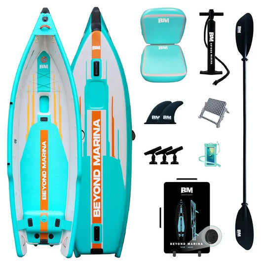126 Inflatable Kayak with Motor Bracket, 1 Person Blow  Fishing Boat, Includes Wheeled Backpack, 3 Rod Holders amp Inflatable