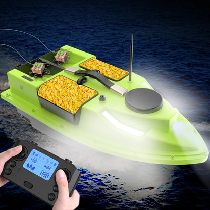 LOKEEVAN D19 Remote Controlled Bait Boat with GPS,600M RC Night Boat LED Fishing,4 Cabins 2 kg Loading,Fishing Boat,12000 mAh