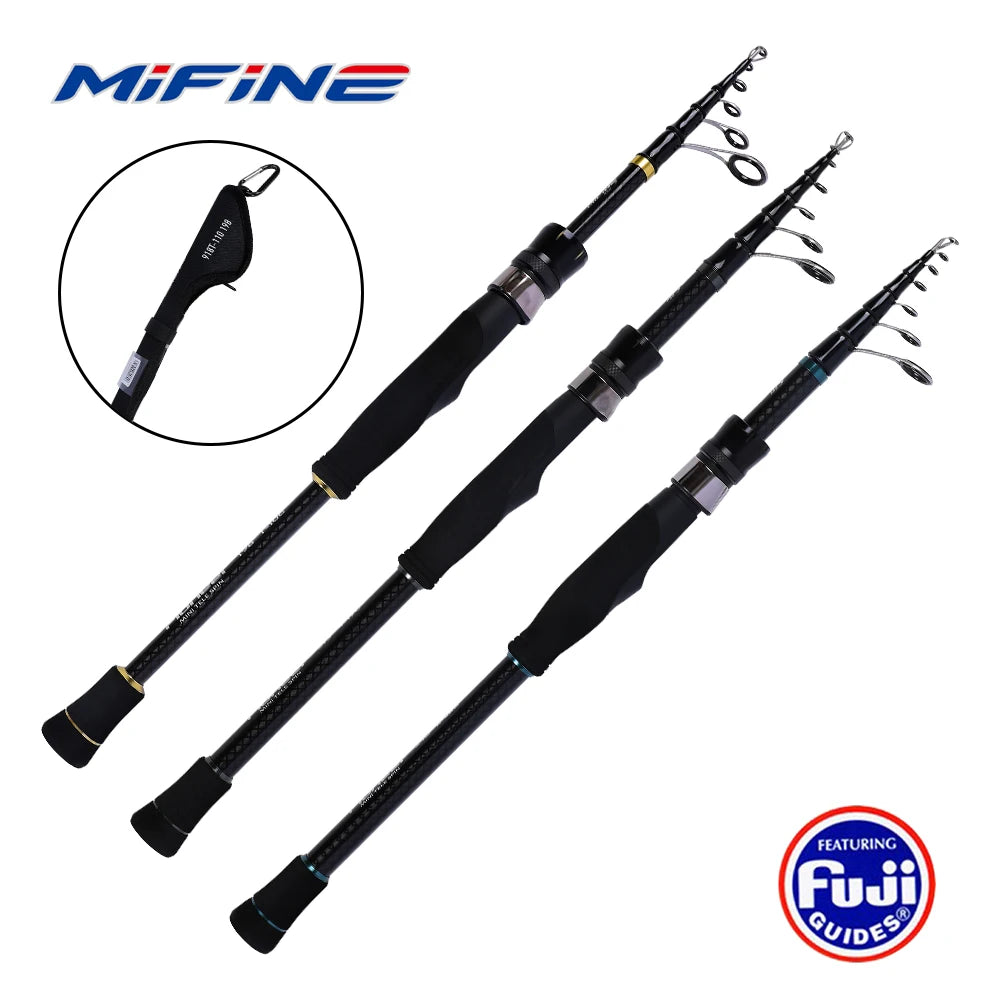 Mifine PIONEER MINI Telescopic Travel Fishing Rod 24T Carbon Fiber CW 1-10g/4-17g/6-28g Fast Tubular Tips Portable Spinning Rods