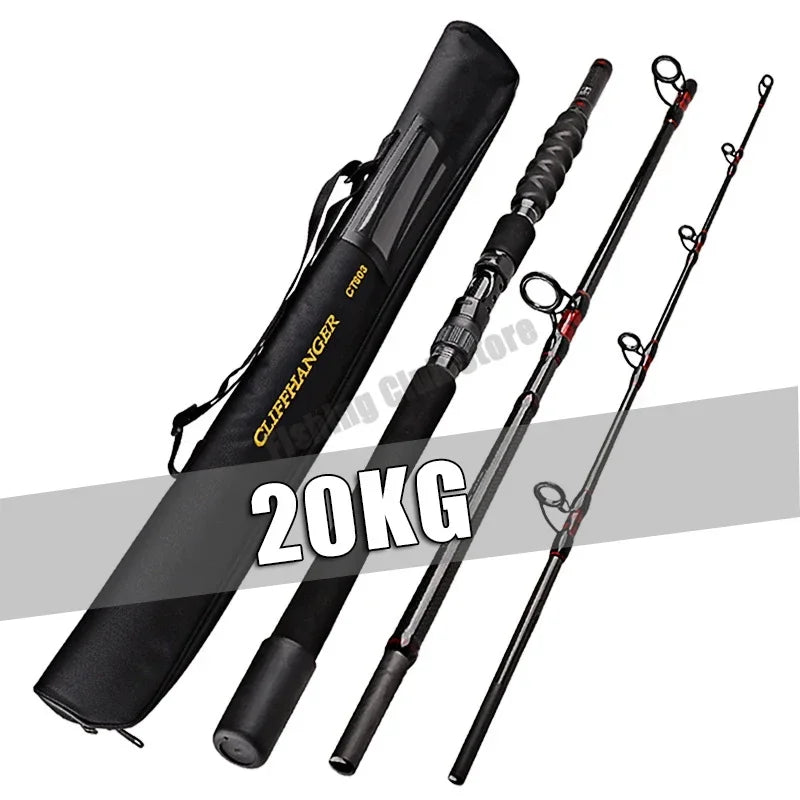 Fishing Rod 20-50Lb 1.8-2.7m 3 Section Baitcasting Spinning Rod Test 20kg Heavyweight  Lure Casting Travel Rod Gift