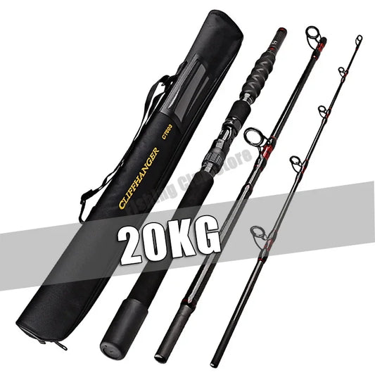 Fishing Rod 20-50Lb 1.8-2.7m 3 Section Baitcasting Spinning Rod Test 20kg Heavyweight  Lure Casting Travel Rod Gift