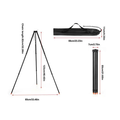 Camping Tripod Stand Heavy Duty Tripod Rack For Camping Cooking Grill Supplies Camping Campfire Tripod With Chain For Family