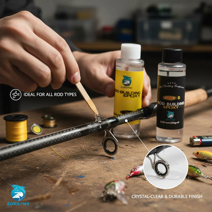 Rod Building Epoxy A&B Glue Set, Waterproof Strong Adhesive for Fishing Pole Repair and Guide Eye Binding