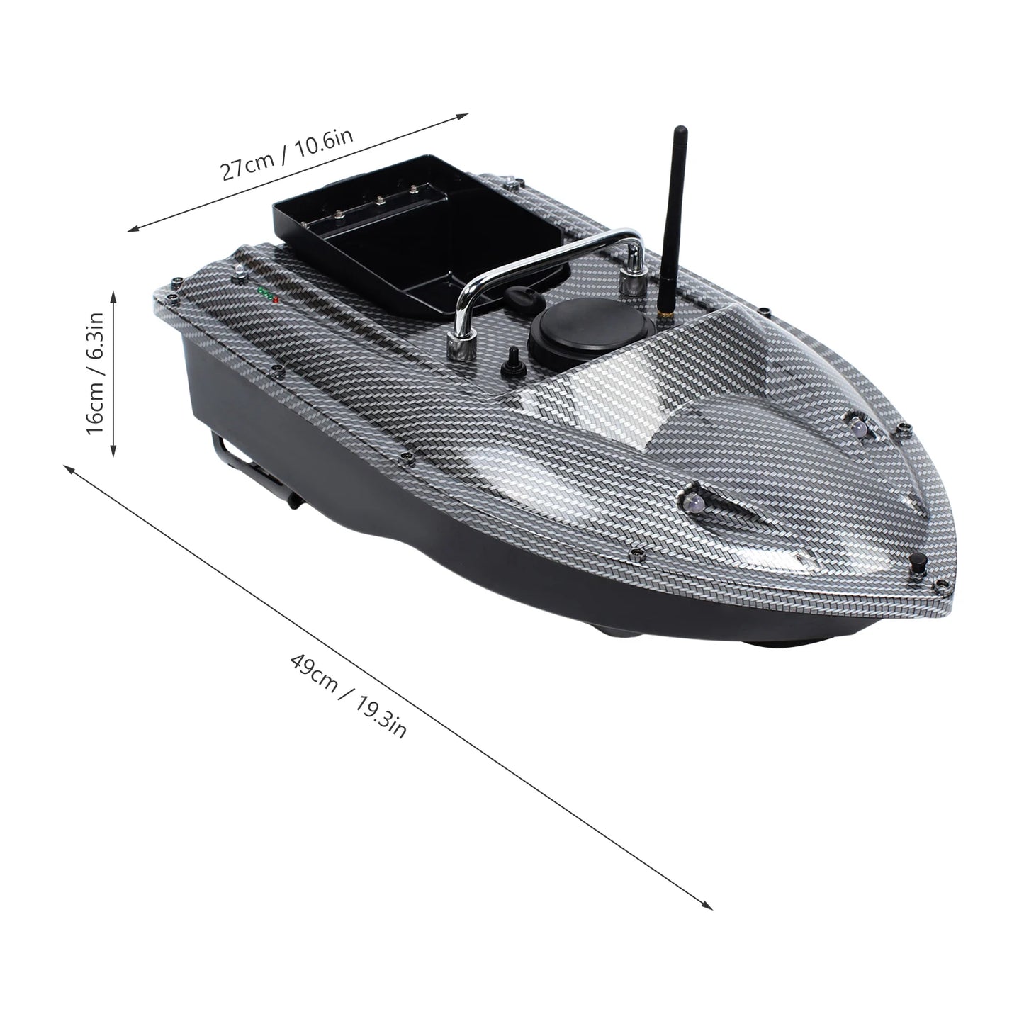 1.5kg Load RC Bait Boat, 500M Cruise Control, 5200mAh Battery 2~3H Runtime, LED Lights, Low Power Alert, for Carp Fishing, Black