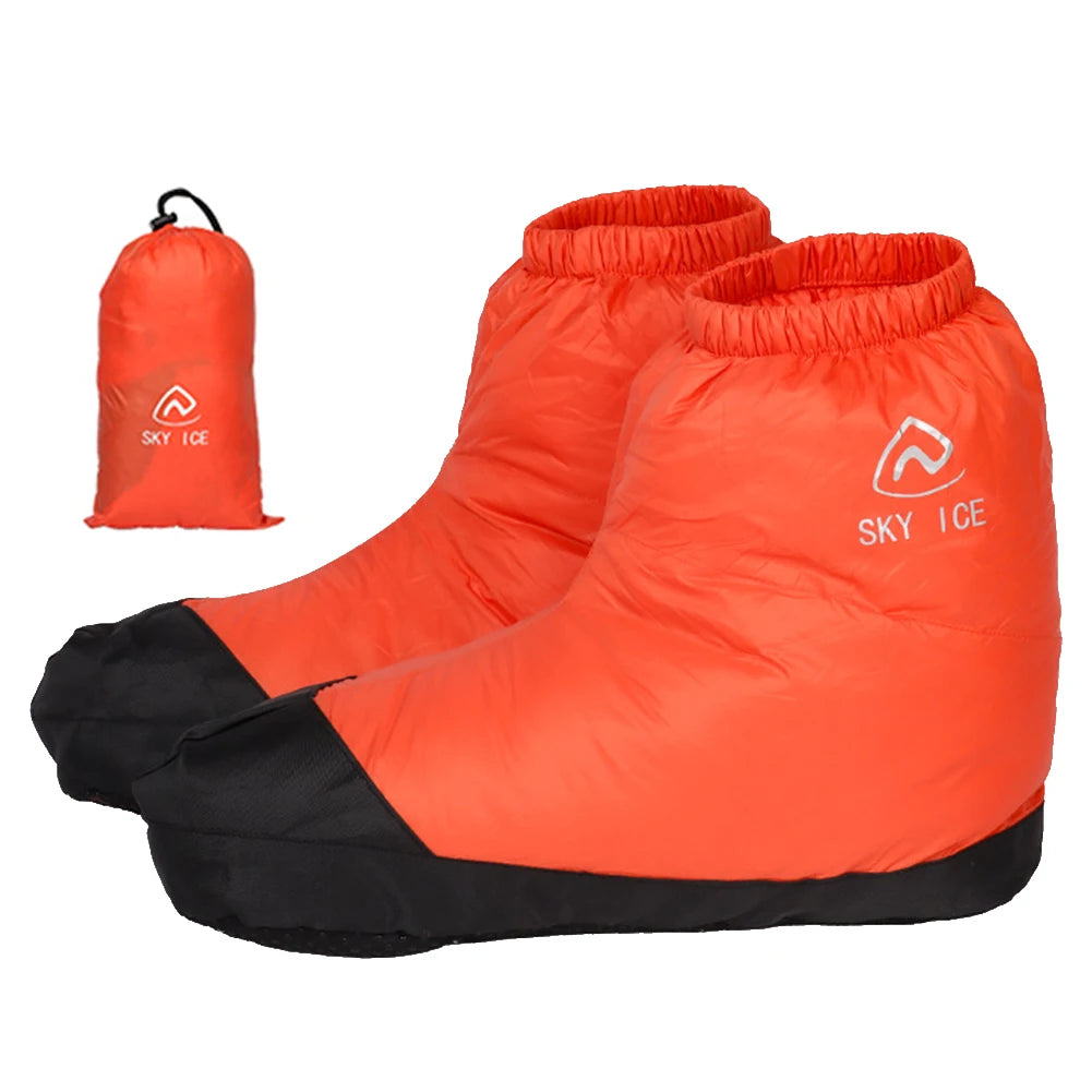 Winter Waterproof Down Soft Slippers Women Men Warm Home Indoor Down Slippers Booties Warm Shoes for Outdoor Camping  Hiking