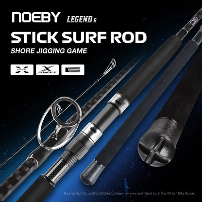 NOEBY  2.6m 2.75m 3.05m Stickbait Surf Spinning Rod 2 Section H XH Power Lure 40-160g Shore Jigging for Saltwater Sea Fishing Ro