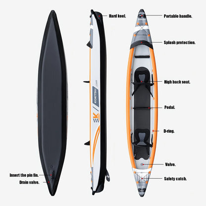 KOETSU P02 inflatable kayak single kayak PVC small boat, suitable for outdoor water activities, fishing, and kayaking