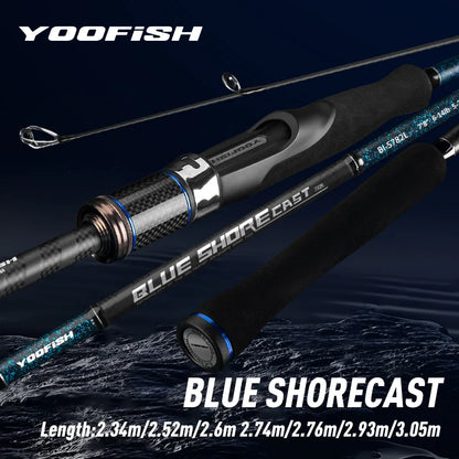 Yoofish BLUE shorecast Breakwater Bass Rod 2.34m 2.6m 2.74m 2.52m 2.76m 2.93m 3.05m L ML M MH Saltwater light Spinning Rods
