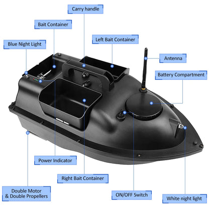 V18 GPS Fishing Bait Boat with 3 Bait Containers Wireless Bait Boat with Automatic Return Function 400 - 500M Remote Range