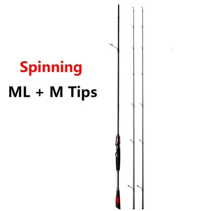 40T Carbon Fiber Lure Fishing Rod With 2 Tips,ML M Spinning / Casting Rod,Carp Bass Trout Boat Fishing Rod Equipment Accessories