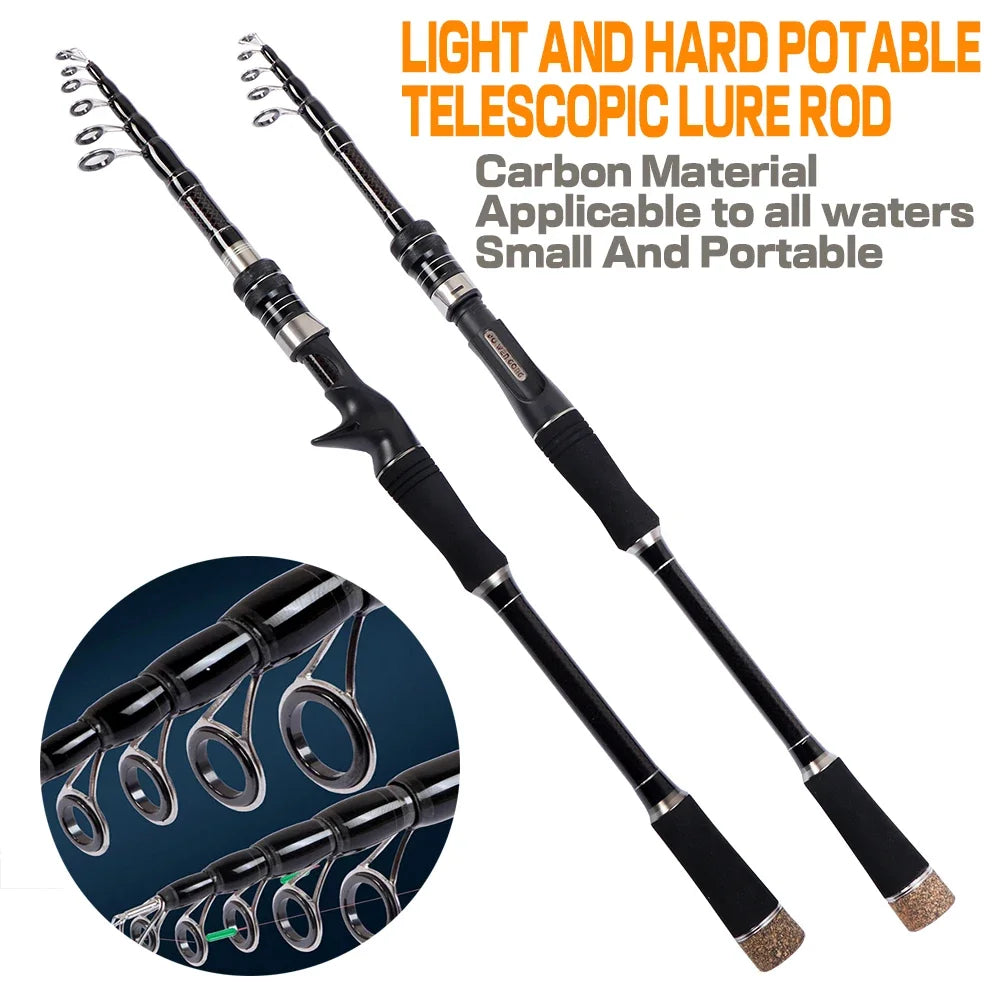GHOTDA  New Carbon Telescopic Lure Rod 1.8M -3M Spinning Rod/Casting Rod professional fishing rod Jigging Fishing Tackle