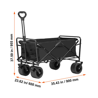 SucceBuy Collapsible Folding Wagon Beach Wagon Cart with All-Terrain Wheels Drink Holders Sports Wagon for Camping Shopping