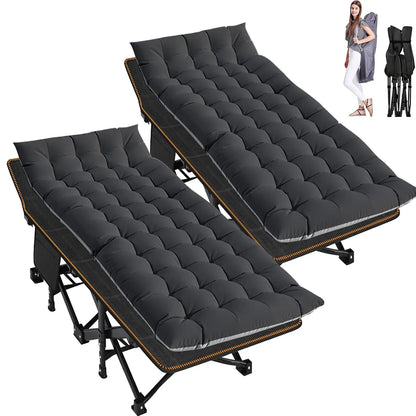 2PK XXL Camping Cot for Adults 900LBS  Oversized Folding Bed with Mattress Pad, Heavy Duty 1200D Oxford, Customized
