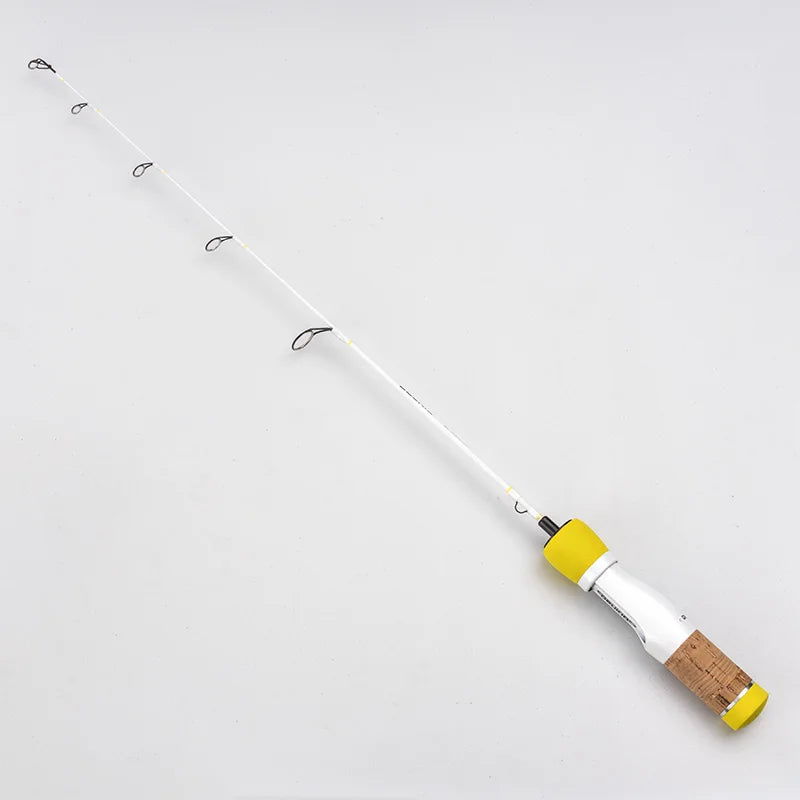 DEUKIO 64cm Carbon Fiber Ice Fishing Rods 2 Sections Ultralight Portable Winter Fishing Rod Wooden EVA Handle Spinning Rods