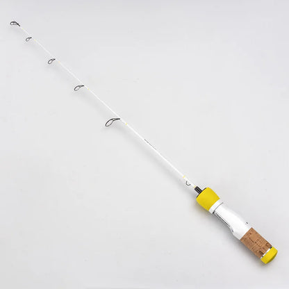 DEUKIO 64cm Carbon Fiber Ice Fishing Rods 2 Sections Ultralight Portable Winter Fishing Rod Wooden EVA Handle Spinning Rods
