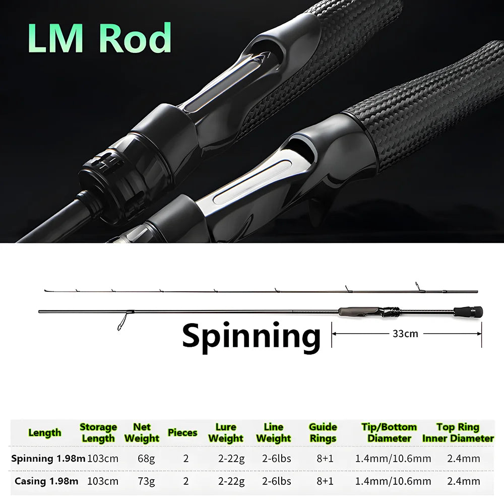 Ultra-light T1100 Carbon Fiber Lure Fishing Rod for Carp Bass Trout,L ML M MH 1.8m 1.98m 2.04m Fishing Pole,Spinning Casting Rod