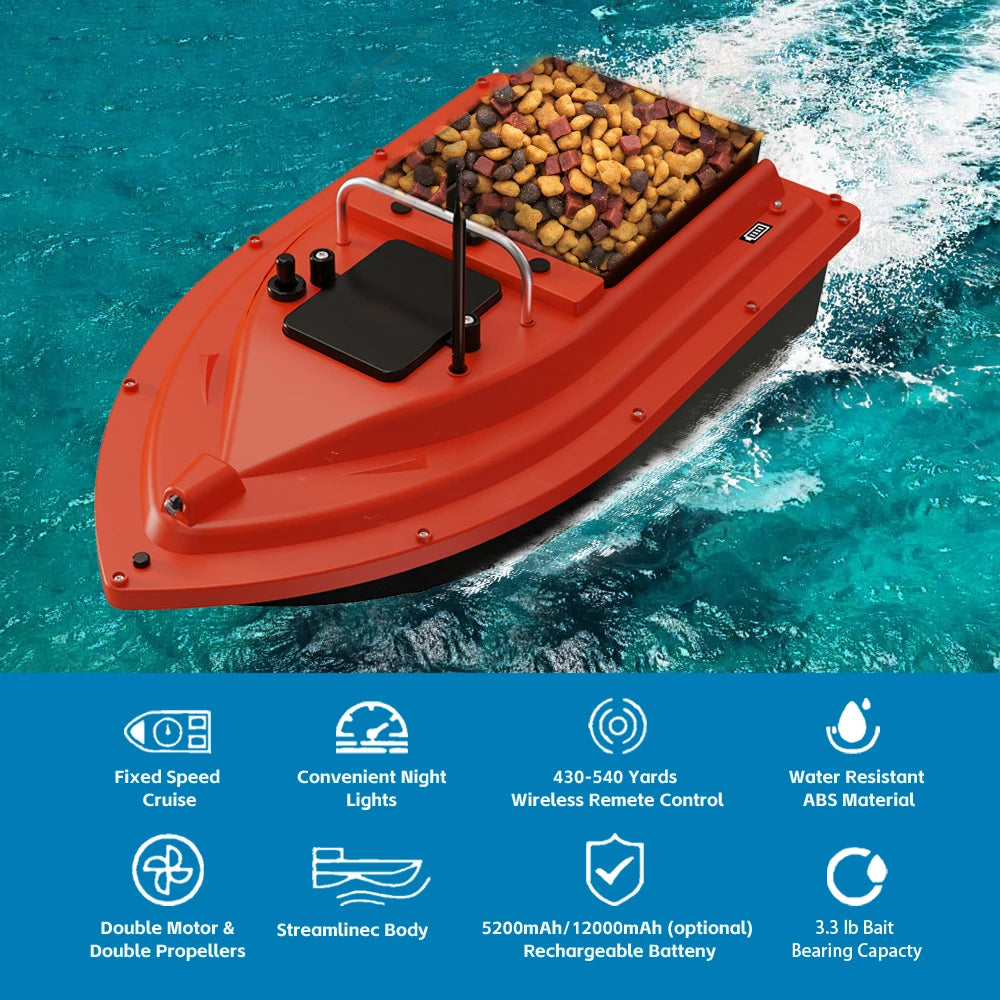 D16B GPS 500m Fishing Bait Boat 16 Points 1.5KG Load Bait Container 12000mAh Battery 2.4GHz Auto-Pilot Remote Bait Dispenser