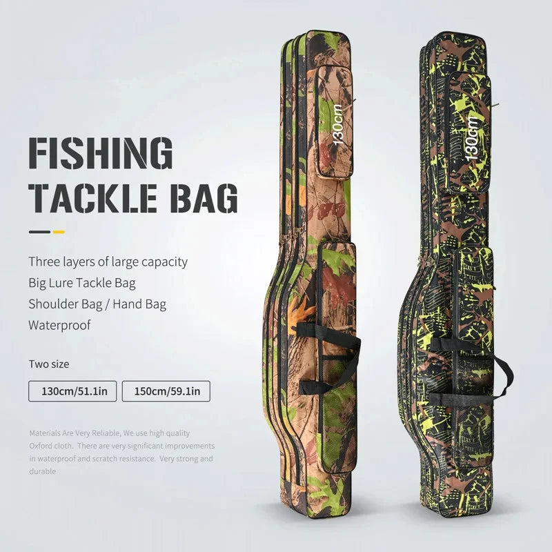 1.3m/1.5m double-layer foldable big belly sea fishing bag, outdoor storage fishing kit, double shoulder fishing rod bag