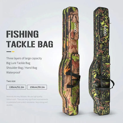 1.3m/1.5m double-layer foldable big belly sea fishing bag, outdoor storage fishing kit, double shoulder fishing rod bag