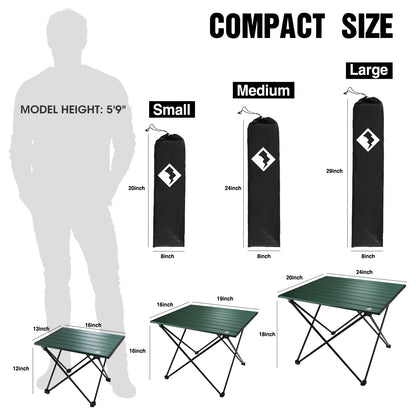 VILLEY Portable Camping Side Table, Ultralight Aluminum Folding Beach Table with Carry Bag for Outdoor Cooking, Picnic, Camp